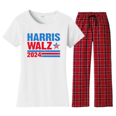 Distressed Vote Kamala Harris Tim Walz 2024 Election Women's Flannel Pajama Set