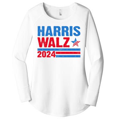 Distressed Vote Kamala Harris Tim Walz 2024 Election Women's Perfect Tri Tunic Long Sleeve Shirt