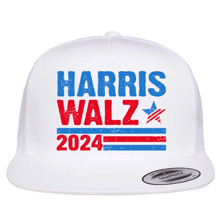 Distressed Vote Kamala Harris Tim Walz 2024 Election Flat Bill Trucker Hat