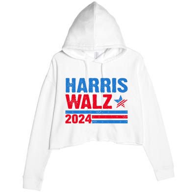 Distressed Vote Kamala Harris Tim Walz 2024 Election Crop Fleece Hoodie