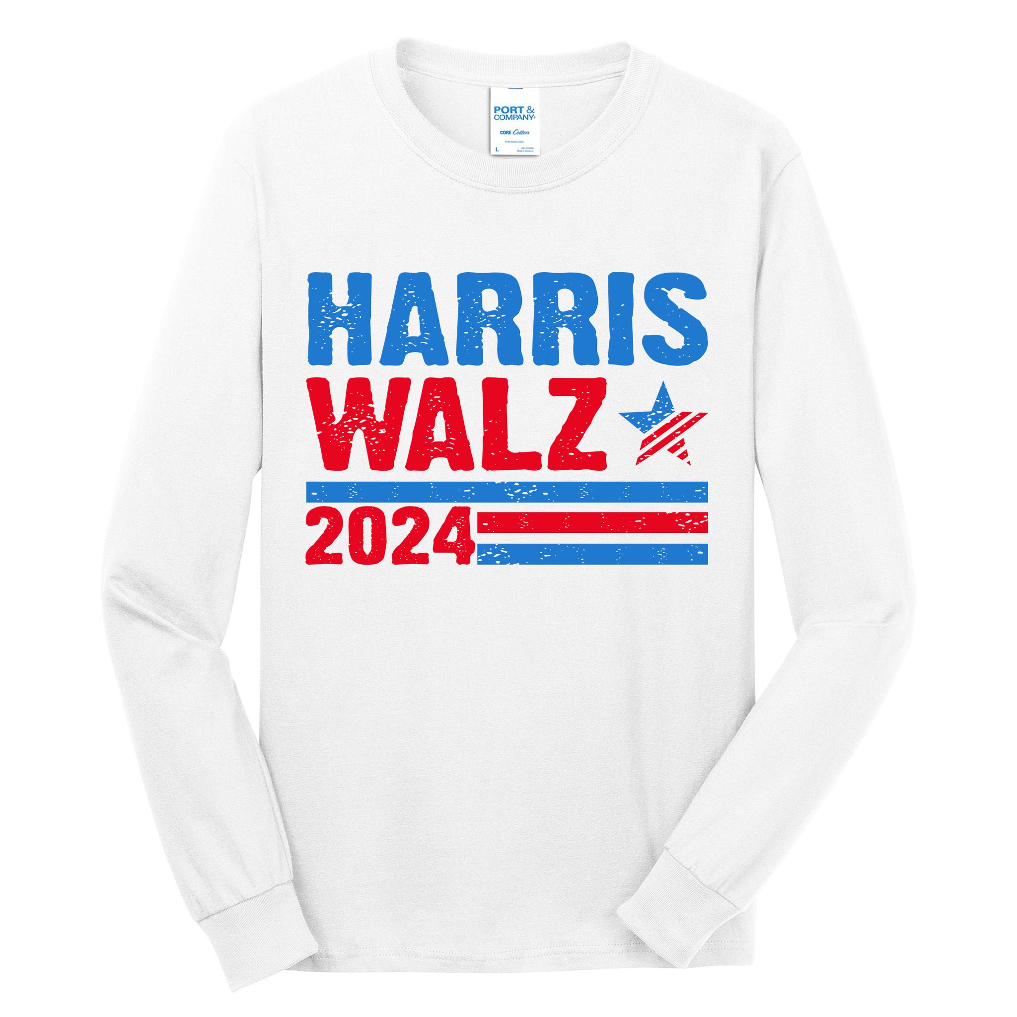 Distressed Vote Kamala Harris Tim Walz 2024 Election Tall Long Sleeve T-Shirt