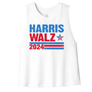 Distressed Vote Kamala Harris Tim Walz 2024 Election Women's Racerback Cropped Tank