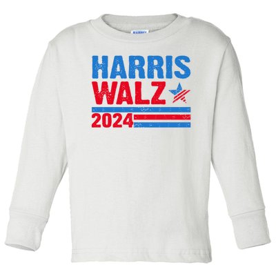 Distressed Vote Kamala Harris Tim Walz 2024 Election Toddler Long Sleeve Shirt