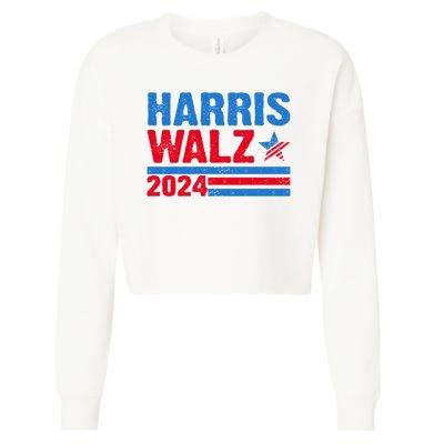 Distressed Vote Kamala Harris Tim Walz 2024 Election Cropped Pullover Crew