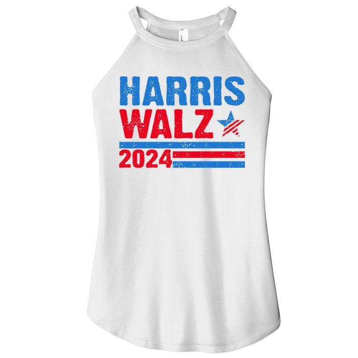 Distressed Vote Kamala Harris Tim Walz 2024 Election Women's Perfect Tri Rocker Tank