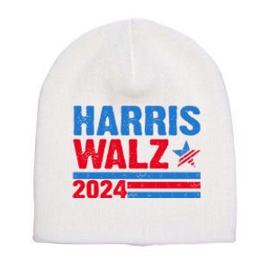 Distressed Vote Kamala Harris Tim Walz 2024 Election Short Acrylic Beanie