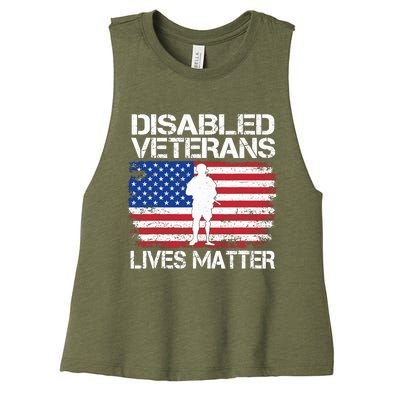 Disabled Veteran Lives Matter Flag American Us Vet Military Women's Racerback Cropped Tank