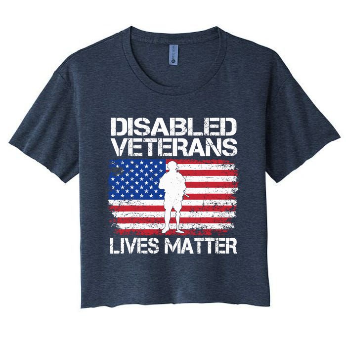 Disabled Veteran Lives Matter Flag American Us Vet Military Women's Crop Top Tee