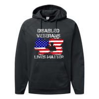 Disabled Veteran Lives Matter American Us Flag Performance Fleece Hoodie