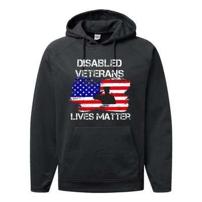 Disabled Veteran Lives Matter American Us Flag Performance Fleece Hoodie