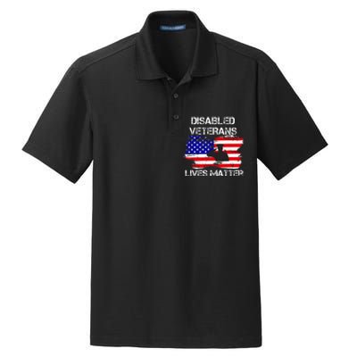 Disabled Veteran Lives Matter American Us Flag Dry Zone Grid Polo