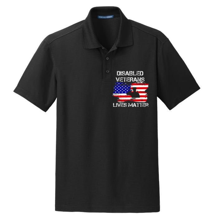 Disabled Veteran Lives Matter American Us Flag Dry Zone Grid Polo