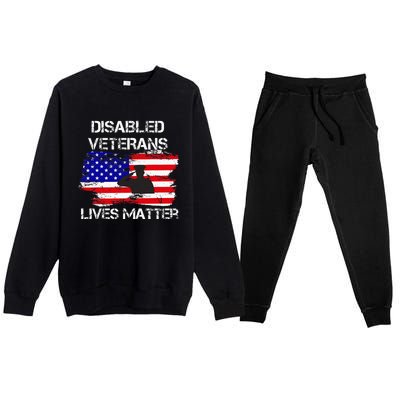 Disabled Veteran Lives Matter American Us Flag Premium Crewneck Sweatsuit Set