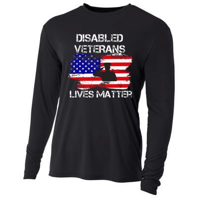 Disabled Veteran Lives Matter American Us Flag Cooling Performance Long Sleeve Crew