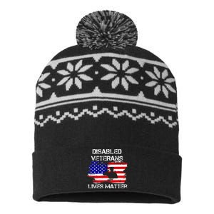 Disabled Veteran Lives Matter American Us Flag USA-Made Snowflake Beanie