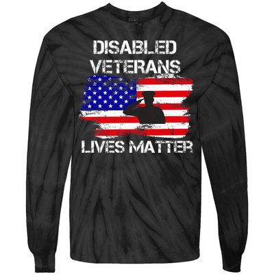 Disabled Veteran Lives Matter American Us Flag Tie-Dye Long Sleeve Shirt