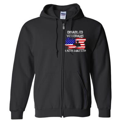 Disabled Veteran Lives Matter American Us Flag Full Zip Hoodie