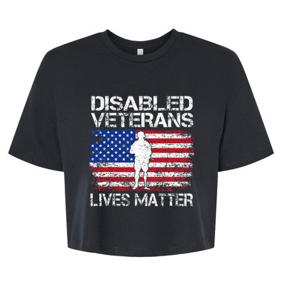 Disabled Veteran Lives Matter Flag American Us Vet Military Bella+Canvas Jersey Crop Tee