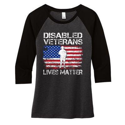 Disabled Veteran Lives Matter Flag American Us Vet Military Women's Tri-Blend 3/4-Sleeve Raglan Shirt