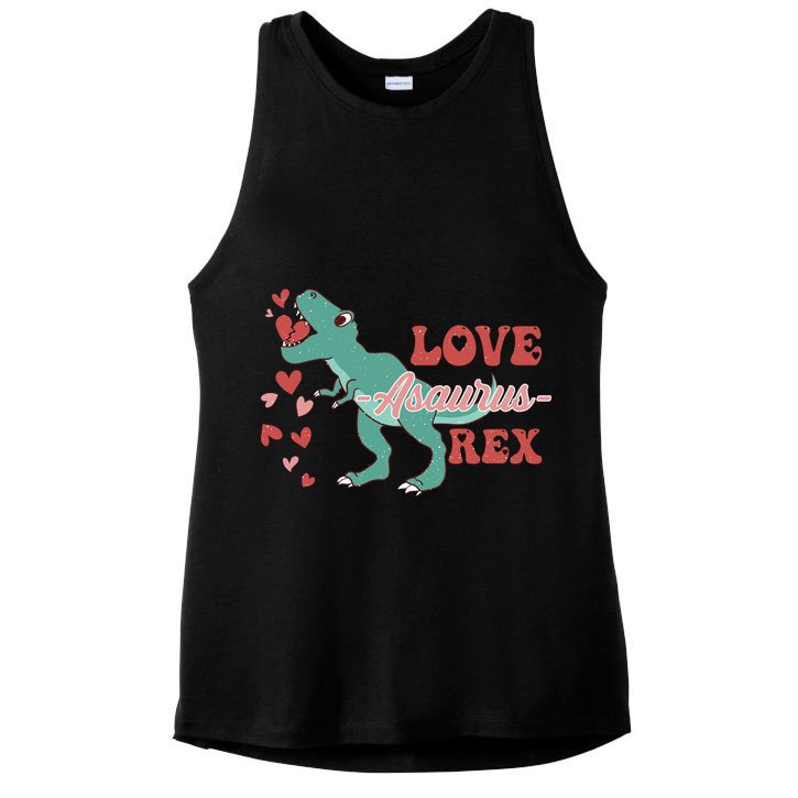 Dinosaur Valentine Love Asaurus Rex Gift For boy Valentine Day Ladies PosiCharge Tri-Blend Wicking Tank