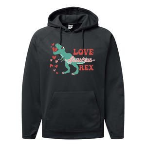 Dinosaur Valentine Love Asaurus Rex Gift For boy Valentine Day Performance Fleece Hoodie