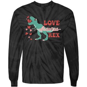 Dinosaur Valentine Love Asaurus Rex Gift For boy Valentine Day Tie-Dye Long Sleeve Shirt