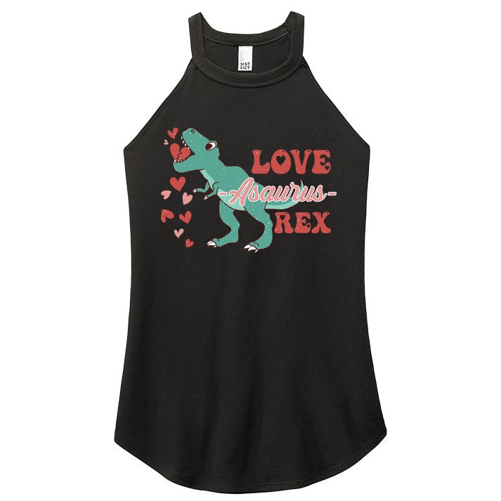 Dinosaur Valentine Love Asaurus Rex Gift For boy Valentine Day Women's Perfect Tri Rocker Tank