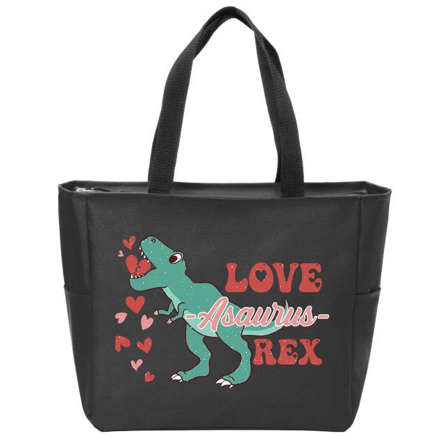 Dinosaur Valentine Love Asaurus Rex Gift For boy Valentine Day Zip Tote Bag