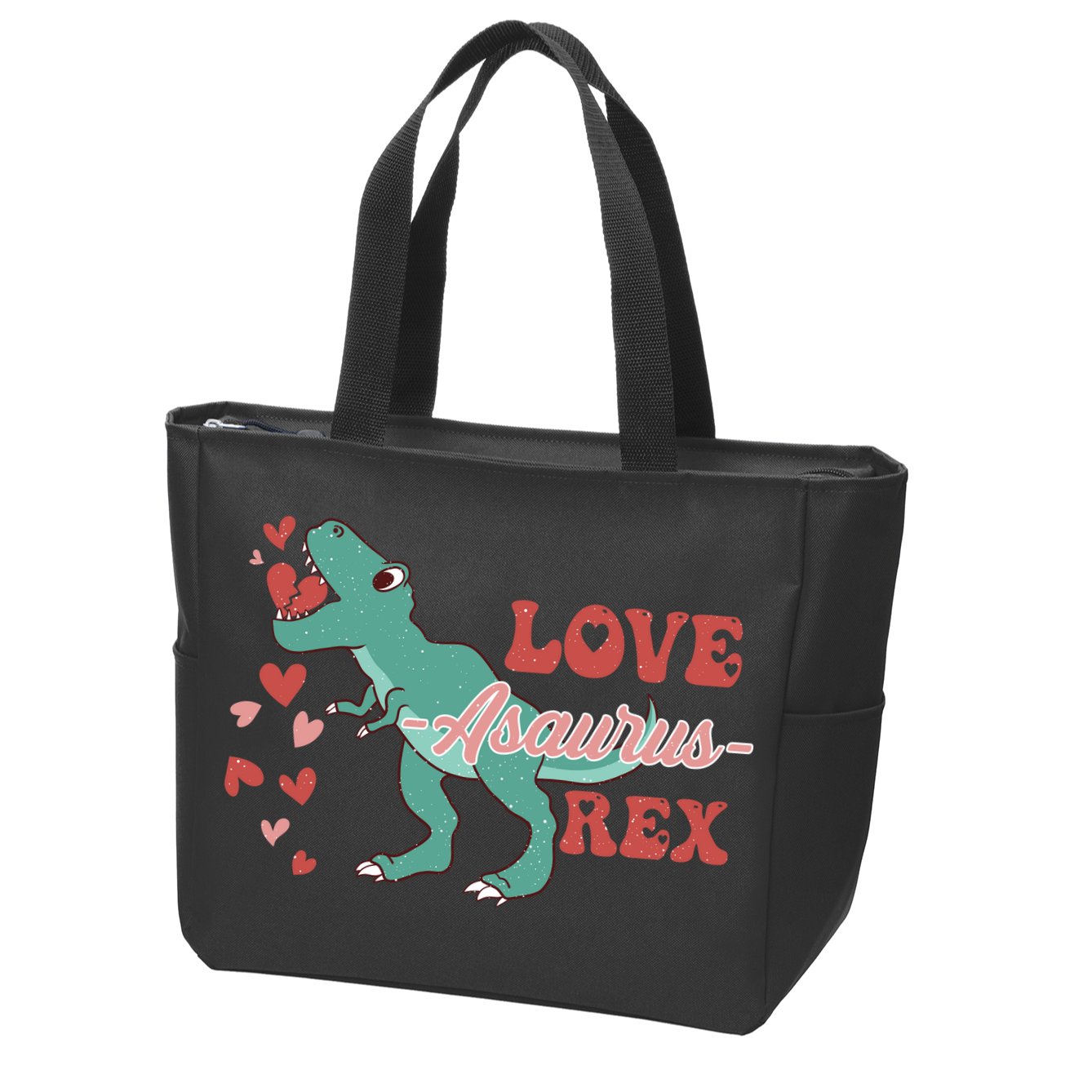 Dinosaur Valentine Love Asaurus Rex Gift For boy Valentine Day Zip Tote Bag