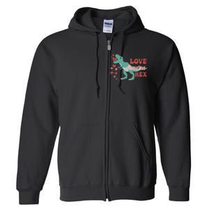 Dinosaur Valentine Love Asaurus Rex Gift For boy Valentine Day Full Zip Hoodie