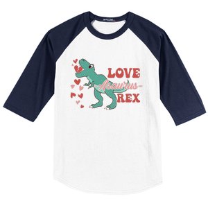 Dinosaur Valentine Love Asaurus Rex Gift For boy Valentine Day Baseball Sleeve Shirt