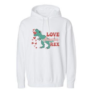 Dinosaur Valentine Love Asaurus Rex Gift For boy Valentine Day Garment-Dyed Fleece Hoodie