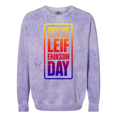 Distressed Viking Leif Erikson Day / Funny Leif Erikson Gift Colorblast Crewneck Sweatshirt