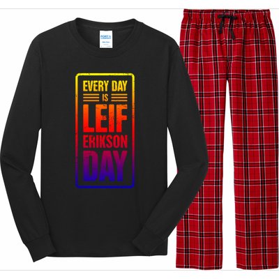 Distressed Viking Leif Erikson Day / Funny Leif Erikson Gift Long Sleeve Pajama Set