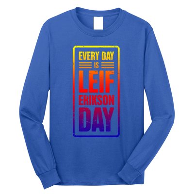 Distressed Viking Leif Erikson Day / Funny Leif Erikson Gift Long Sleeve Shirt