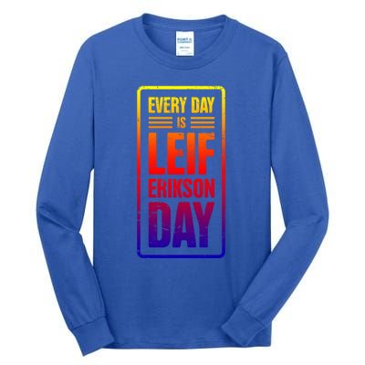 Distressed Viking Leif Erikson Day / Funny Leif Erikson Gift Tall Long Sleeve T-Shirt