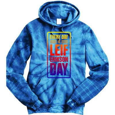 Distressed Viking Leif Erikson Day / Funny Leif Erikson Gift Tie Dye Hoodie