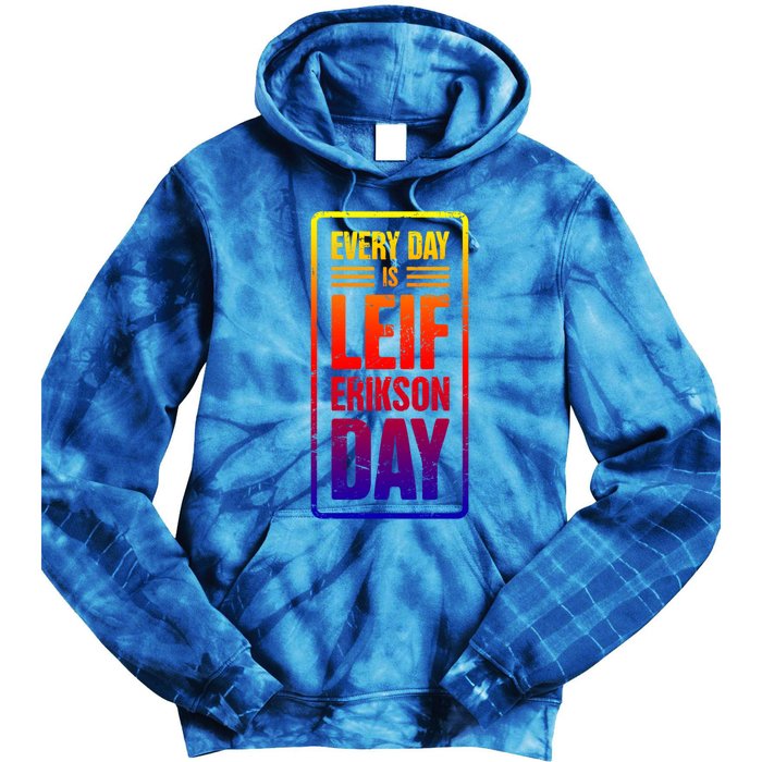 Distressed Viking Leif Erikson Day / Funny Leif Erikson Gift Tie Dye Hoodie