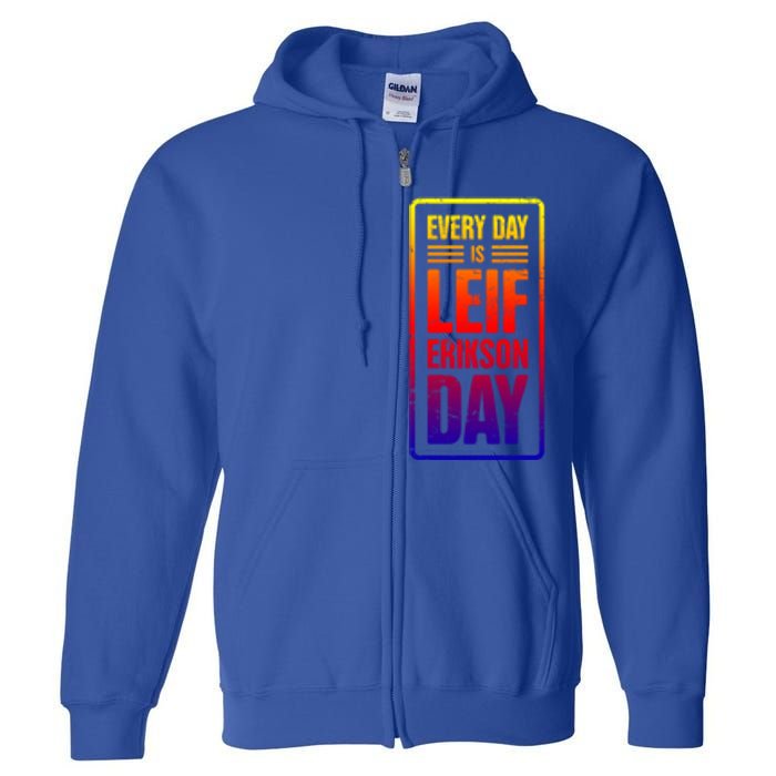 Distressed Viking Leif Erikson Day / Funny Leif Erikson Gift Full Zip Hoodie