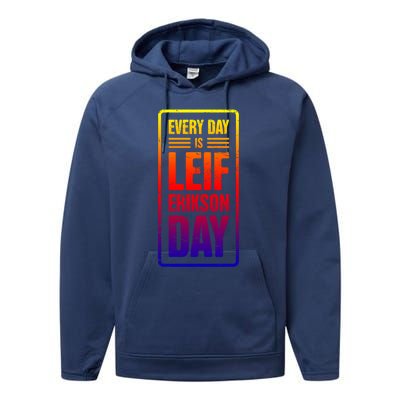 Distressed Viking Leif Erikson Day / Funny Leif Erikson Gift Performance Fleece Hoodie