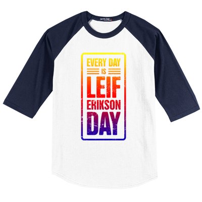 Distressed Viking Leif Erikson Day / Funny Leif Erikson Gift Baseball Sleeve Shirt