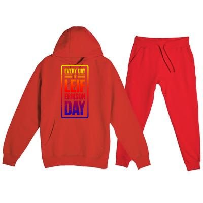 Distressed Viking Leif Erikson Day / Funny Leif Erikson Gift Premium Hooded Sweatsuit Set