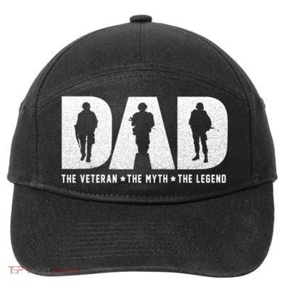 Dad Veteran Myth Legend Proud Veteran Dad Funny Gift 7-Panel Snapback Hat