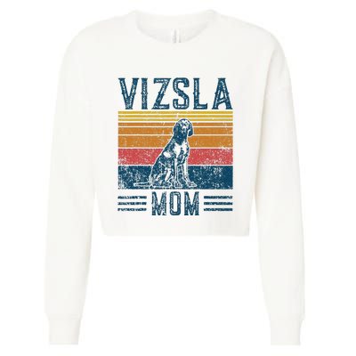 Dog Vizsla Mom Vintage Vizsla Mom Cropped Pullover Crew