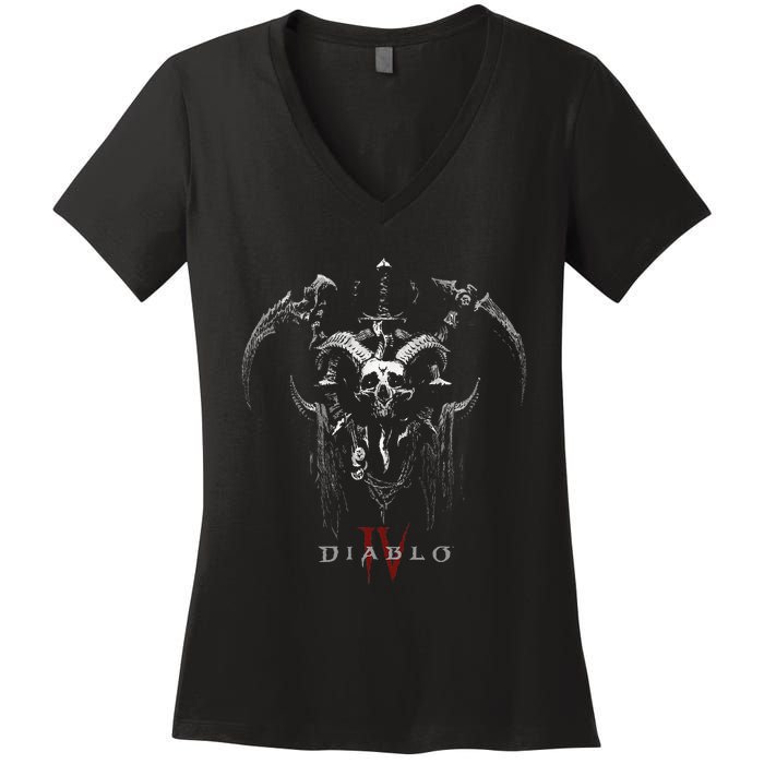 Diablo Vi Necromancer Icon Twohanded Scythes Women's V-Neck T-Shirt