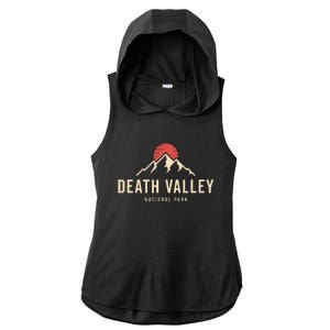 Death Valley National Park California Retro Sunset Hiking Ladies PosiCharge Tri-Blend Wicking Draft Hoodie Tank