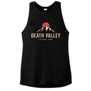 Death Valley National Park California Retro Sunset Hiking Ladies PosiCharge Tri-Blend Wicking Tank