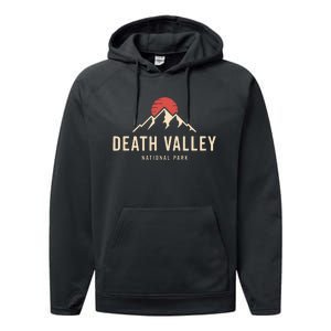 Death Valley National Park California Retro Sunset Hiking Performance Fleece Hoodie