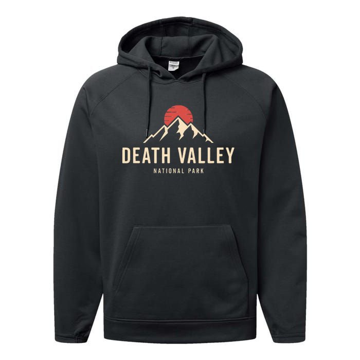 Death Valley National Park California Retro Sunset Hiking Performance Fleece Hoodie