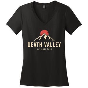 Death Valley National Park California Retro Sunset Hiking Women's V-Neck T-Shirt